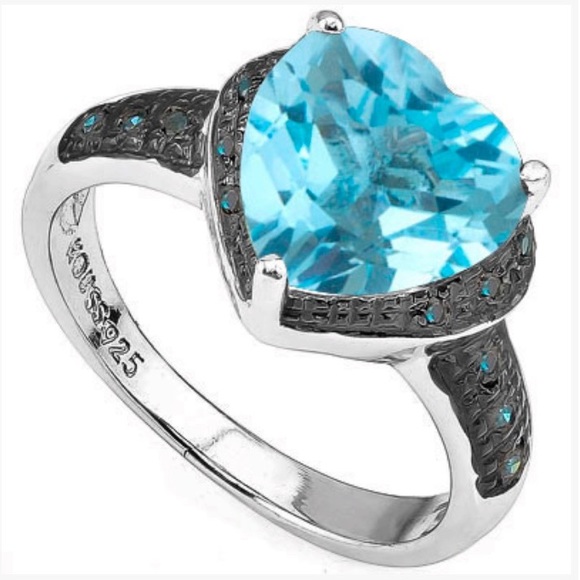 Rare Blue Diamond and blue topaz ring - Picture 3 of 5